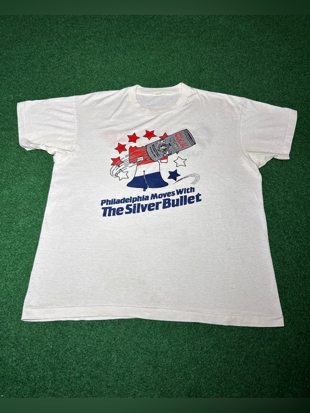 Coors Light Vintage T Shirt Philadelphia Silver Bullet Liberty Bell 80s L/XL